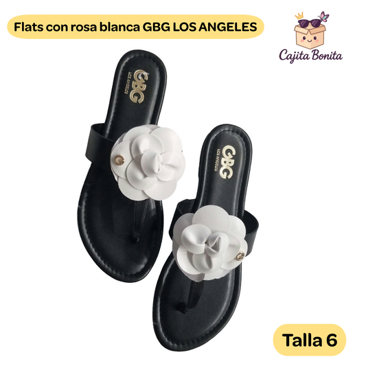 Flats con rosa Blanca