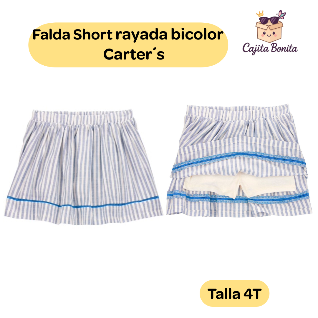 Falda Short casual bicolor (rayado)