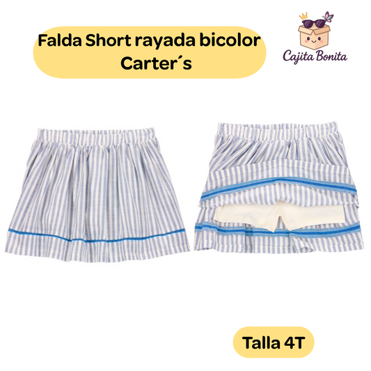 Falda Short casual bicolor (rayado)